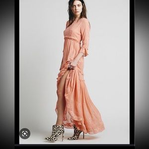 Free People white romance maxi gown in Coral  B-1